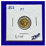1853 Liberty Head $1 Gold Coin