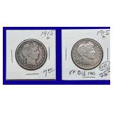 1915-D Barber Silver Half Dollars
