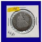 1877 Seated Liberty Silver Half Dollar