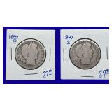 1899-O & 1899-S Barber Silver Half Dollars