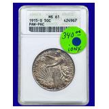 1915-S Panama-Pacific Silver Half Dollar ANACS MS61