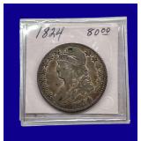 1824 Draped Bust Silver Half Dollar
