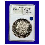 1890-S Morgan Silver Dollar ANACS MS63