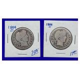 1894 & 1894-O Barber Silver Half Dollars