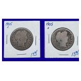 1905-S Barber Silver Half Dollars