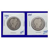 1894 & 1894-S Barber Silver Half Dollars