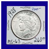 1928-P Peace Silver Dollar