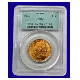 1932 Indian Head $10 Gold Coin PCGS MS62
