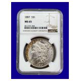 1887-P Morgan Silver Dollar NGC MS65
