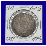 1823 Draped Bust Silver Half Dollar