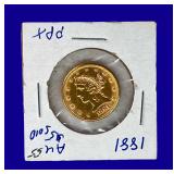 1881 Liberty Head $5 Gold Coin