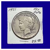 1921-P Peace Silver Dollar