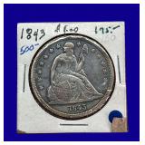 1843 Seated Liberty Silver Dollar