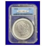 1890-P Morgan Silver Dollar GEC MS67