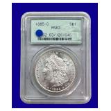 1885-O Morgan Silver Dollar PCGS MS63