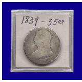 1839 Draped Bust Silver Half Dollar