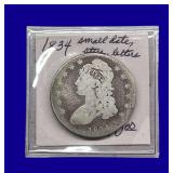 1834 Draped Bust Silver Half Dollar