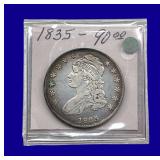 1835 Draped Bust Silver Half Dollar