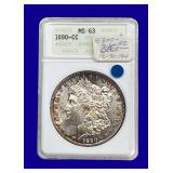 1890-CC Morgan Silver Dollar ANACS MS63
