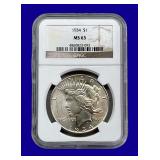 1934-P Peace Silver Dollar NGC MS63