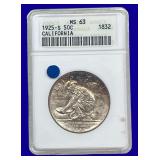 1925-S California Silver Half Dollar ANACS MS63