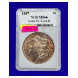 1887-P Morgan Silver Dollar NGS MS66
