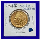 1914-D Indian Head $10 Gold Coin
