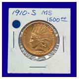 1910-S Indian Head $10 Gold Coin