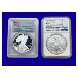 2015-W & 2016 Silver Eagle PCGS PR70DCAM NGC MS70