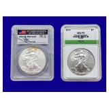 2013 & 2014 Silver Eagle PCGS MS69 PCSS MS70