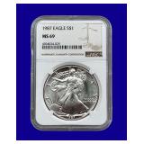 1987 Silver Eagle NGC MS69