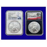 2017 & 2018-W Silver Eagle NGC MS70