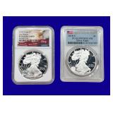 2018-S & 2018-W Silver Eagle PCGS PR70DCAM NGC PF70 Ultra Cameo