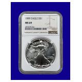 1989 Silver Eagle NGC MS69