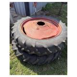 12.4x38 Tires on 9-Hole Pressed Steel Rims