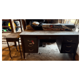 Metal Desk & Contents