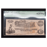 1862 T-39 Confederate States of America $100 Note PCGS 62PPQ
