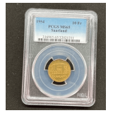 1954 Saarland 10 Fr PCGSMS65