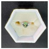 18K White Gold Women's Ring with Oval Tourmaline & Round Cut Diamond