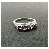 Women's Ring with Purple Stones
