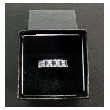 Silver Women's Ring with Tanzanite & White Topaz