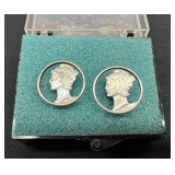 Silver Men's Cuff Links Made From Mercury Dimes