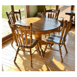 Vintage Country Oak Pedestal Table & Tell City Chair