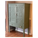 Early Primitive Punched Star Pattern 12-Tin Painted Pie Safe