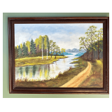 Erika 2003 'Mountain Stream Scene' Oil on Canvas