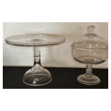 Vintage Glass Cake Stand & Compote