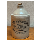 Early 'F.W. Pfortner Pure Wines & Liquors Madison IND.' Stoneware Jug