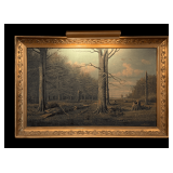 W.M. Snyder (1849-1930) 'Old Forrest with Wooden Picket Fence' Oil on Canvas Framed Artwork