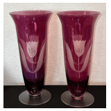 Early Art Glass Etched Vases