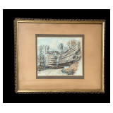 W.M Snyder (1849-1930) 'Hanging Rock' Watercolor Framed Artwork